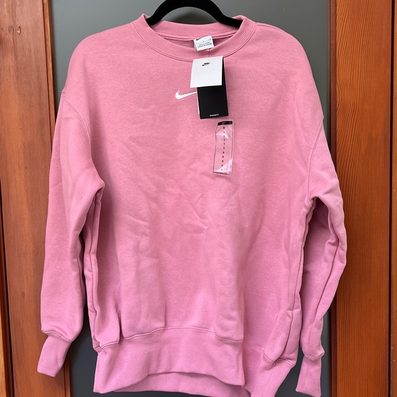 Nike Tops - Nike Pink Embroidered Swoosh Crewneck Sweatshirt